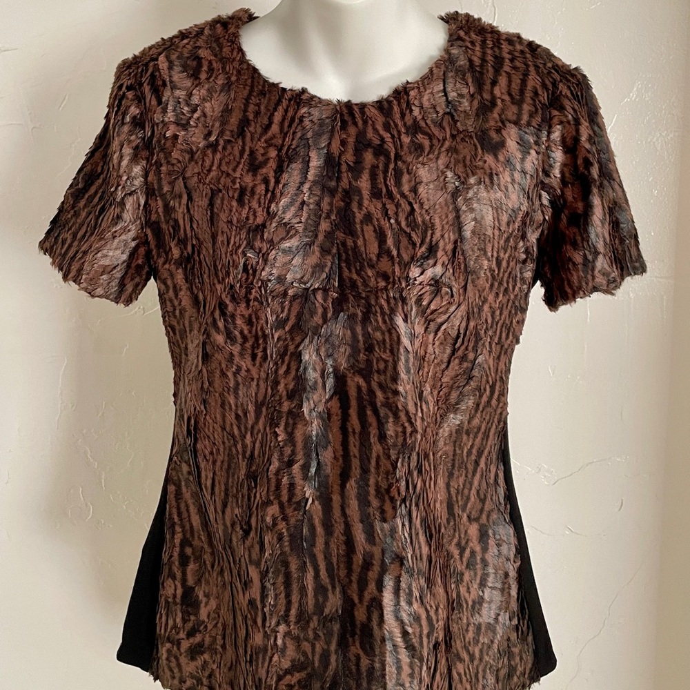 BCBG MAX AZRIA Chic NWT Faux Fur TULUM Shacket TOP Size Small